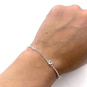 Natural Aquamarine Heart Shape 925 Sterling Silver Dainty Bracelet